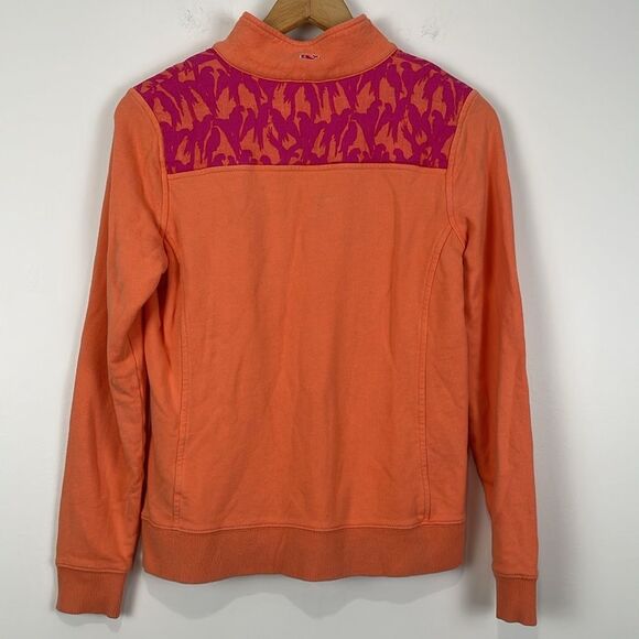 Vineyard Vines Pullover XS Orange 1/4 Zip Parrots Casual Pink - Picture 3 of 5